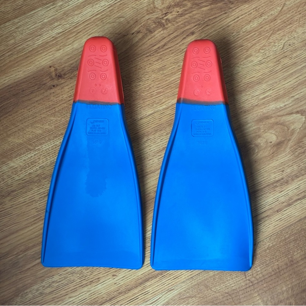 Finis Long Floating Fins Red/Blue Unisex Adult M Swim Training - Picture 2 of 4